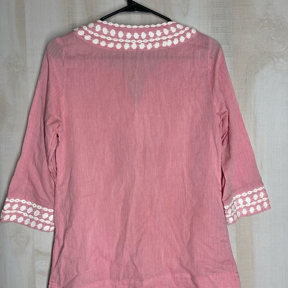 Boden pink white tunic style top 3/4 sleeve, size 6 - Picture 14 of 16
